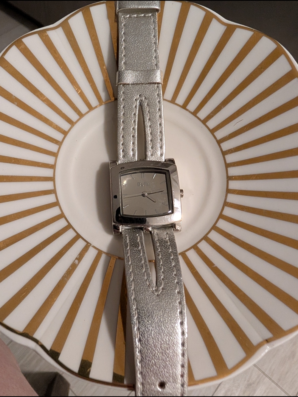 Bella Vintage Square Silver Watch with Split Strap